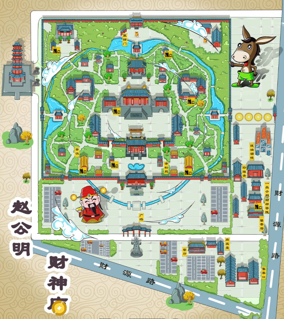 西乡塘寺庙类手绘地图